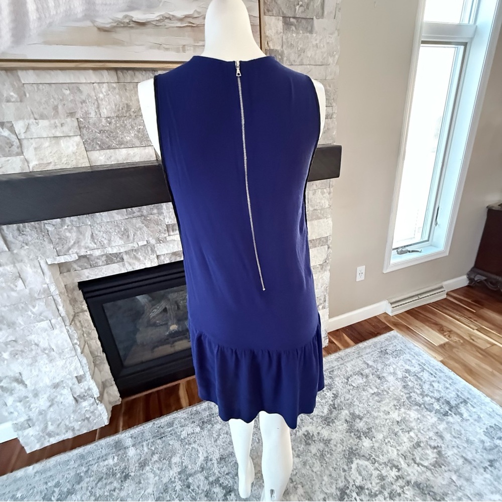 Sandro Paris Drop Waist Mini Dress Navy Sleeveless Fit & Flare Size 1 (US Small) - Picture 4 of 9
